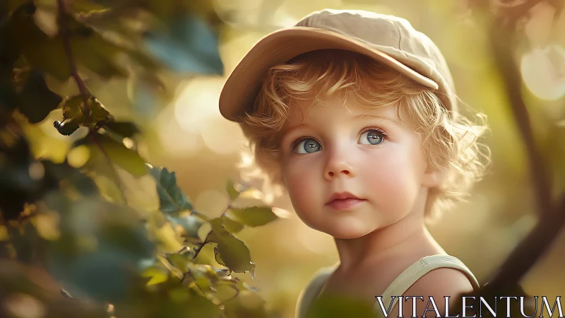 Sunlit Wonder: Young Explorer in Golden Reverie.