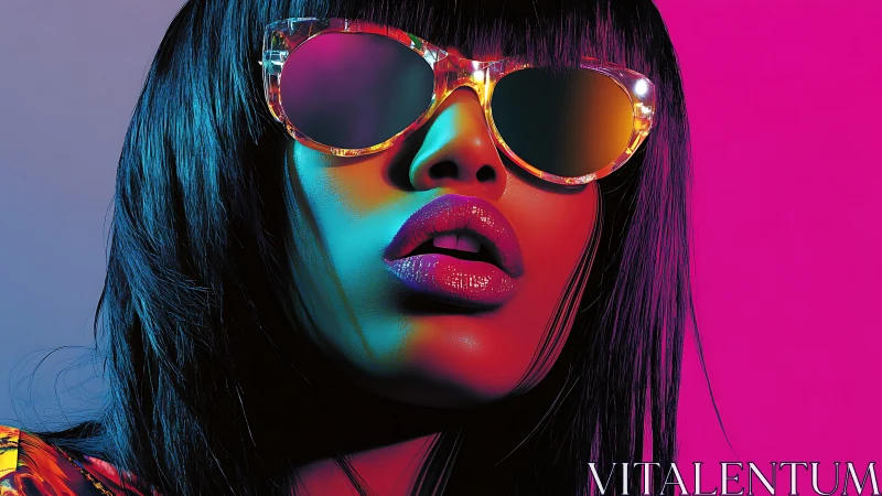 Neon twilight kisses chrome lips and mirror bright sunglasses