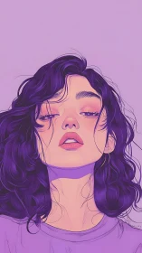 Soft violet daydream with windswept curls and quiet glow.