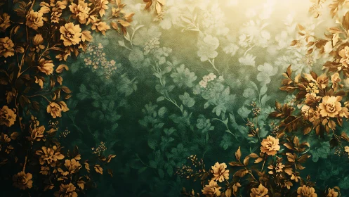 Golden floral arrangement with layered transparency and deep tonal gradation.