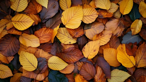 Golden autumn leaves woven into a cozy forest quilt.