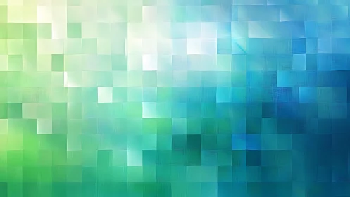 Soft Abstract Mosaic Pattern in Green and Blue Gradient Tones.