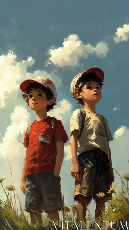 Summer sky daydreams with two curious young explorers.