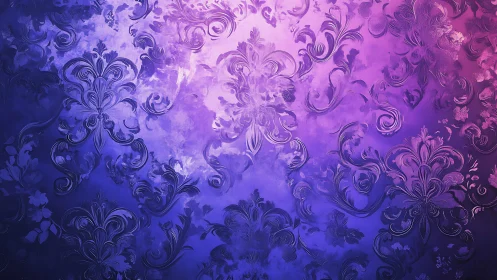 Velvet scrollwork drifts through violet and indigo twilight