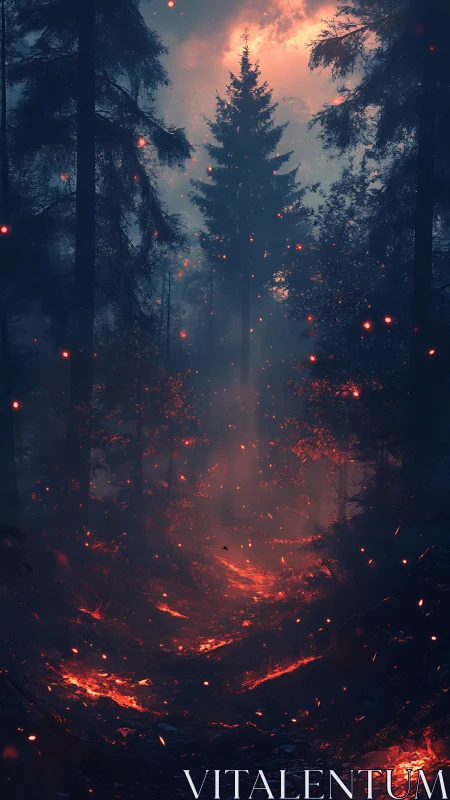 Inferno Stalks Through Ancient Pines at Dusk