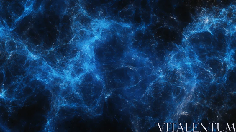 Electric blue nebula filaments pulse through deep void.