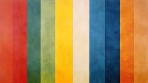 Colorful vertical stripes create a calm, modern rainbow wall