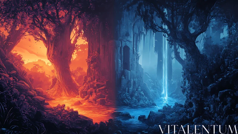 Dual Landscape: Fire and Ice Cavern Gateway.