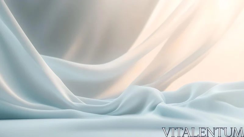Soft White Fabric Drapes in Minimalist Abstract Style.