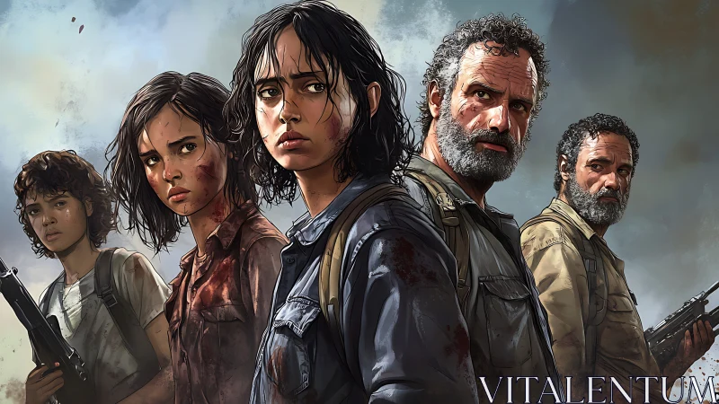 Gruff survivors stand united in tense postapocalyptic standoff.