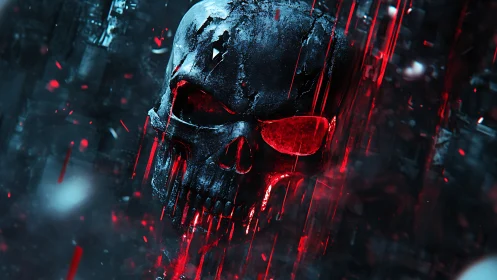 Glitchborne crimson skull dripping through the datastream.