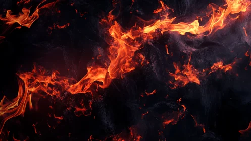 Fiery Flames Dance Across Dark Depths