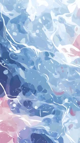 Fluid abstract waves in blue and soft pink tones.