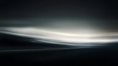 Monochrome horizontal light bands across dark gradient field.