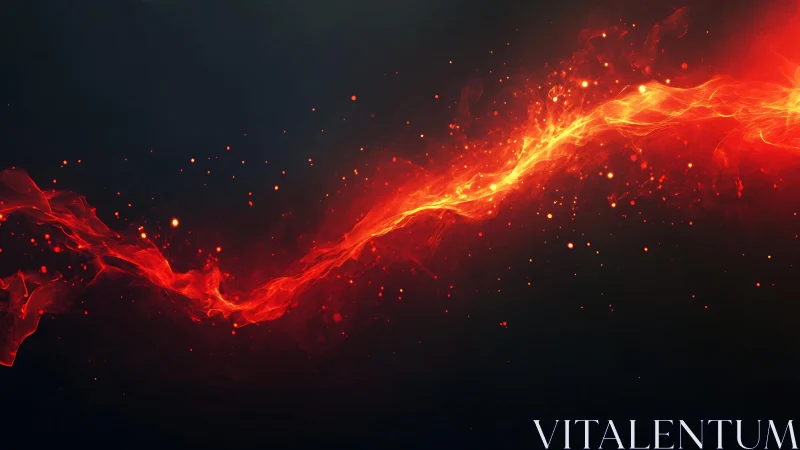 Vibrant fiery energy wave on dark background, digital art style.
