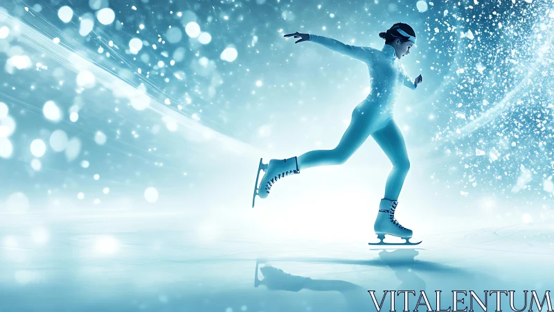 Iceborn comet skater launches through a swirling blue cosmos