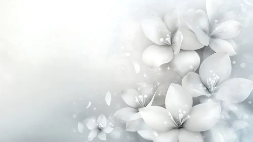 Ethereal White Flowers Blooming in Soft Luminous Haze