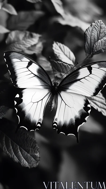 Monochrome butterfly quietly stages a luminous forest overture