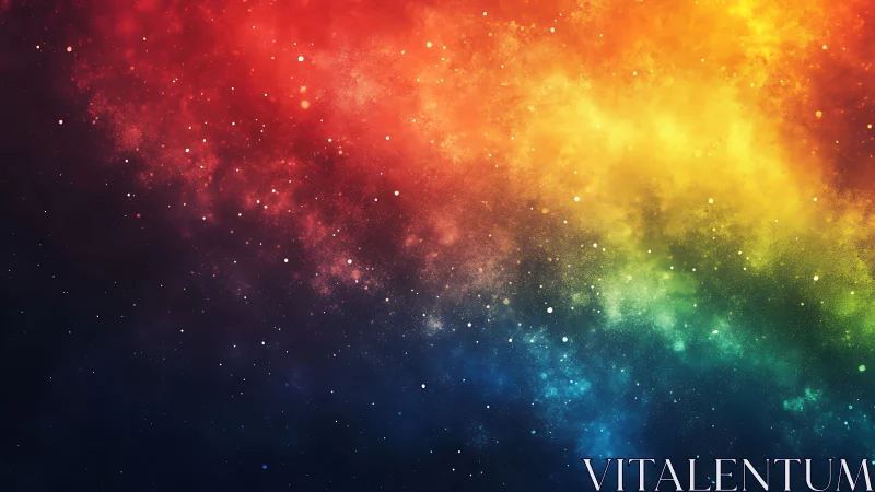 Dreamy rainbow galaxy sky glowing with scattered stardust.