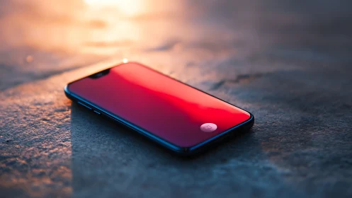 Contemporary Smartphone Display with Gradient Wallpaper Rendered at Golden Hour