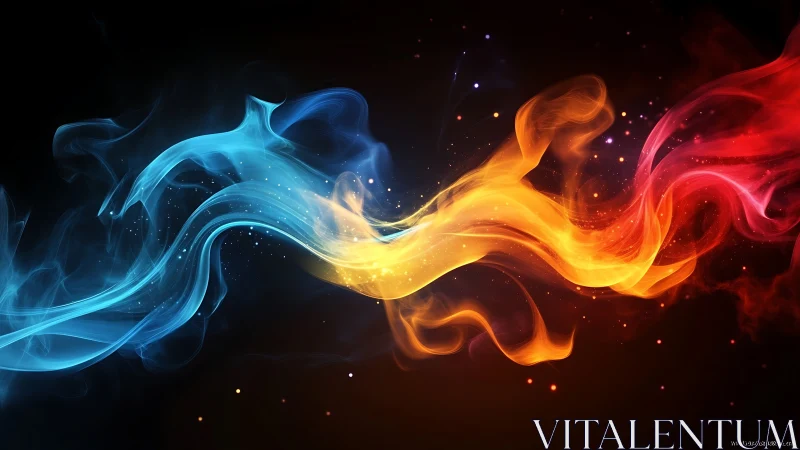 Luminous Dance: Blue Fire Meets Golden Inferno.