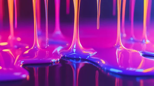 Neon Paint Dripping in Abstract Style with Vivid Colors.