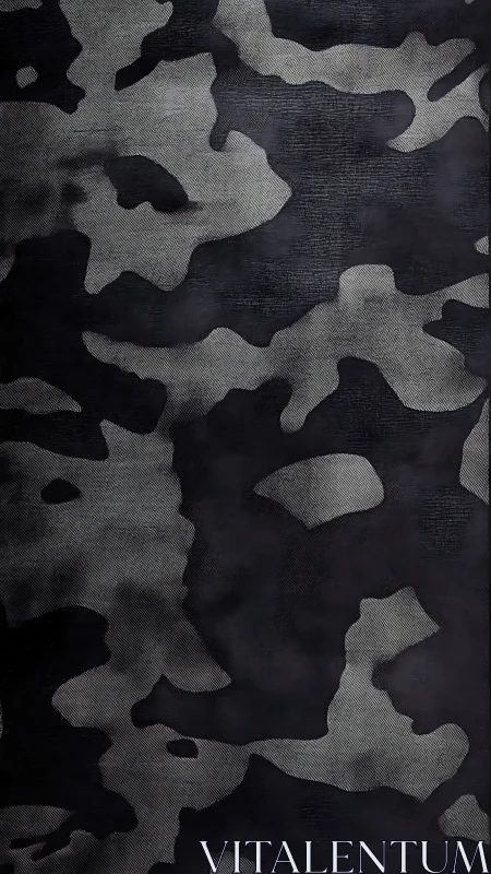 Monochrome camouflage textile texture, abstract pattern.