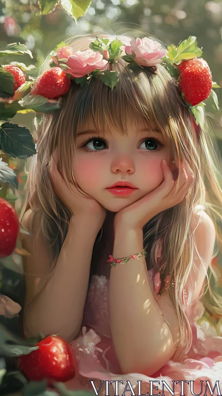 Strawberry Dreams: Young Dreamer Crowned in Berries & Blooms