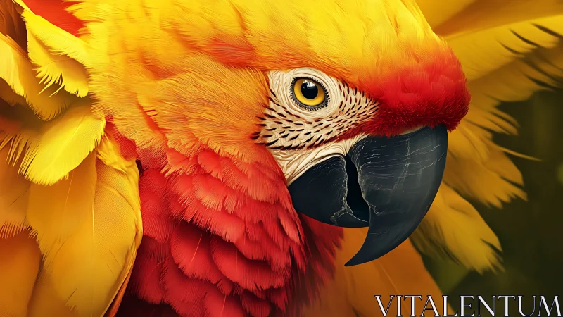 Vibrant Close-Up of Scarlet Macaw in Hyperrealist Style.