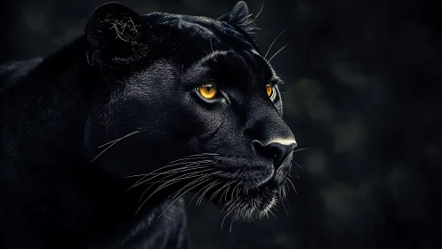 Black Panther's Piercing Gaze in Darkness