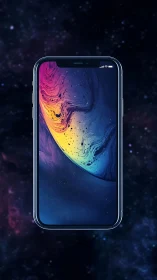 Nebula colors swirl inside a sleek cosmic smartphone portal