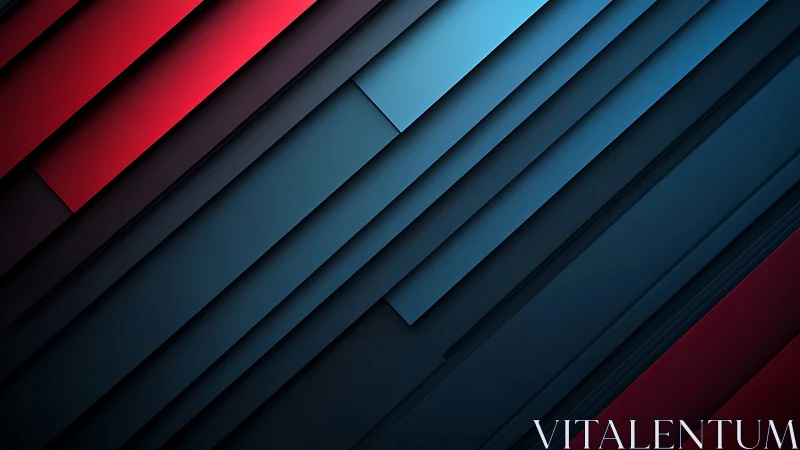Diagonal layered geometric panels in red blue gradient.