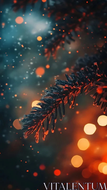 Soft winter spruce glows gently against warm festive lights