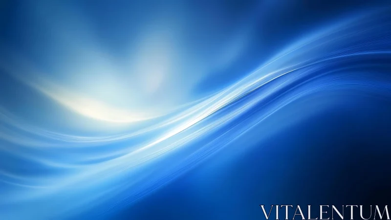 Abstract blue wave background with smooth flowing lines, digital art.