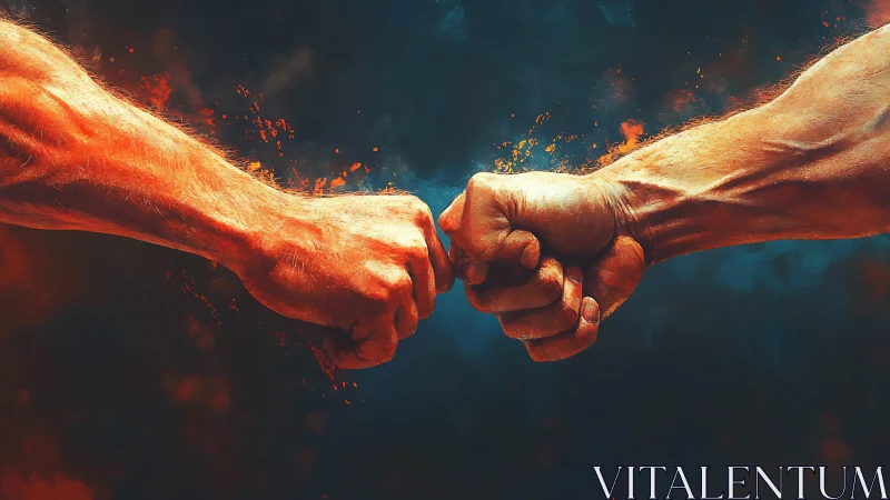 Fists Bumping with Fire and Energy.