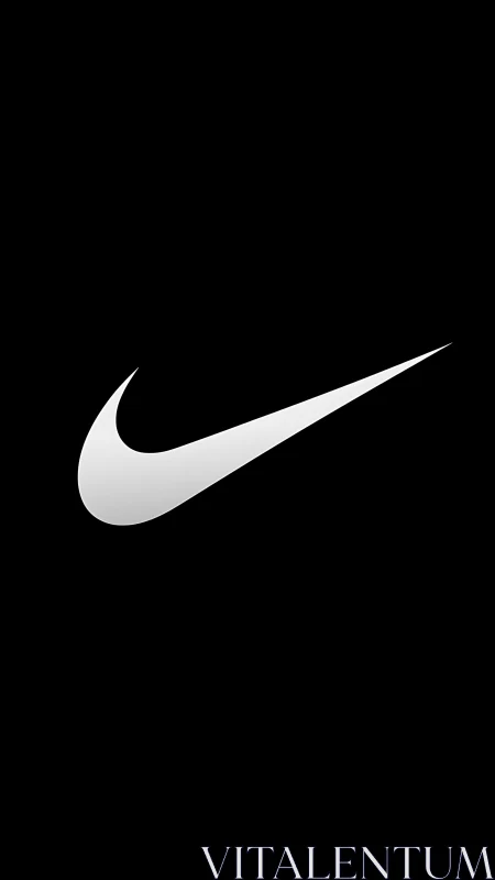 Monochrome swoosh logo rendered with high-contrast minimalism