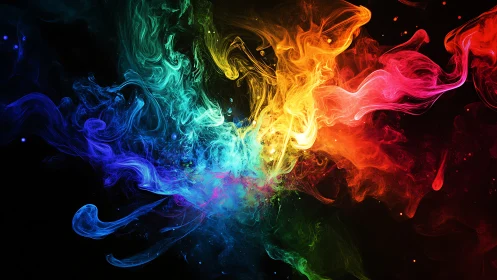 Chromatic plasma dispersion in abstract digital painting design.