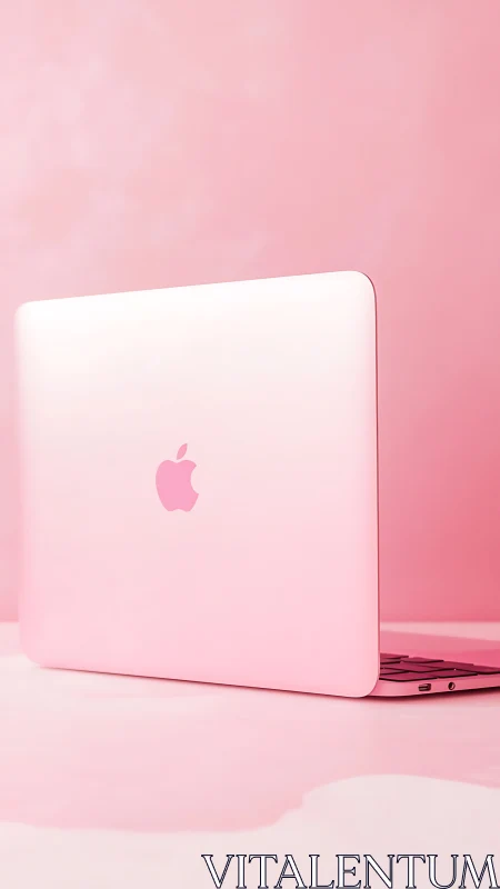 Cotton candy laptop poses confidently in a monochrome pink dream