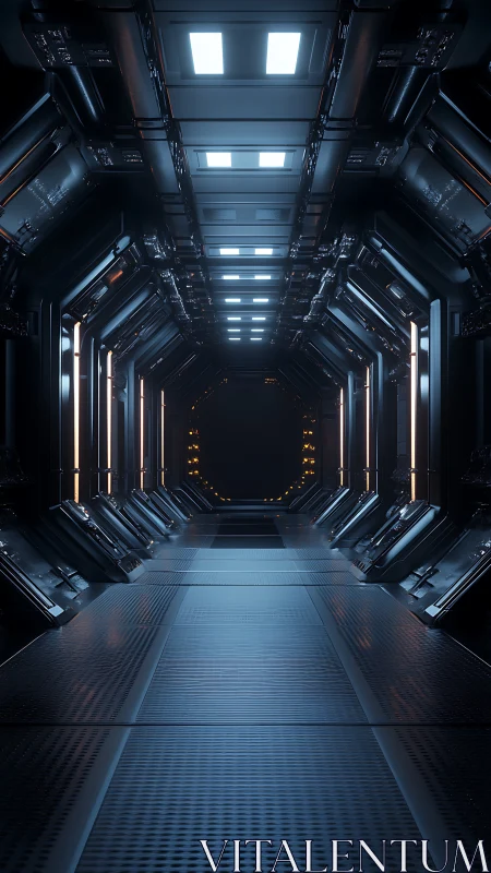 Silent starship corridor humming toward the event horizon.