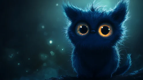 Digital rendering depicts blue furred creature with large eyes