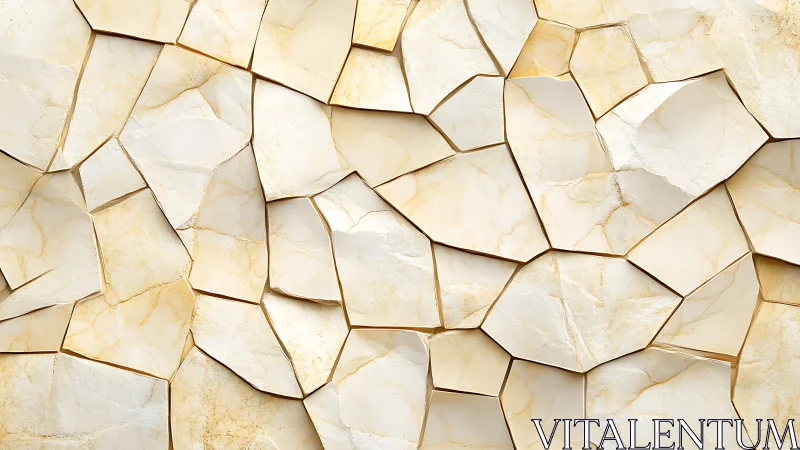 Beige cracked stone tile wall with irregular polygon panels.