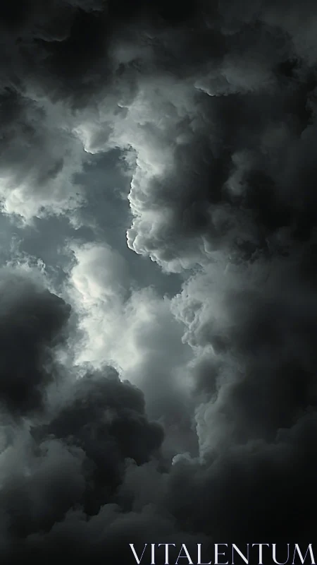 Brooding storm clouds slowly part to reveal pale daylight