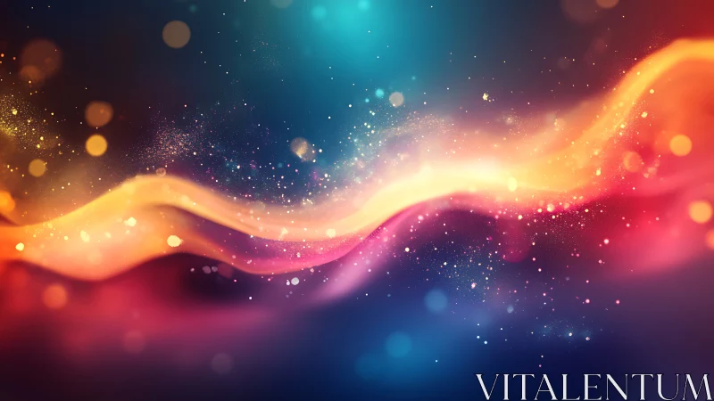 Luminous spectral wave of light trails over cosmic gradient.