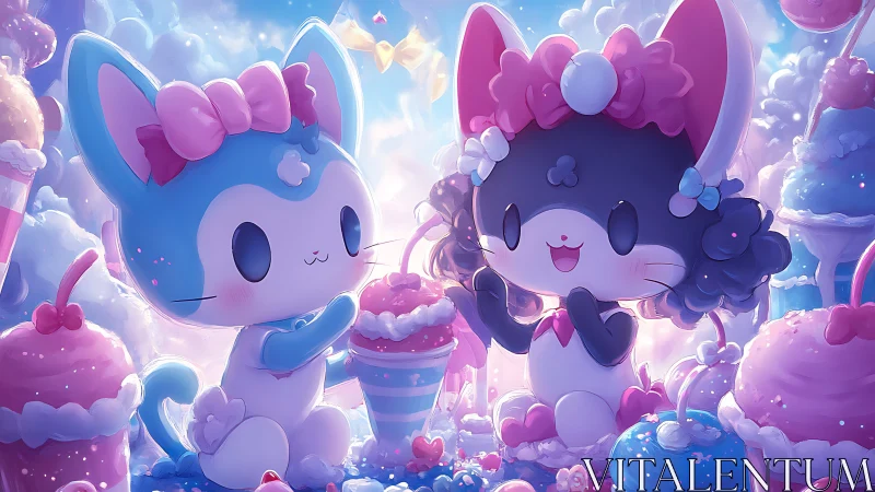 Whimsical Cloud Kingdom Characters with Pastel Bows.