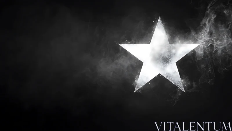 Luminous white star glows gently through drifting soft smoke