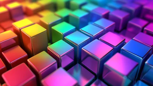 Vivid 3D Gradient Cubes in Abstract Digital Art Style.