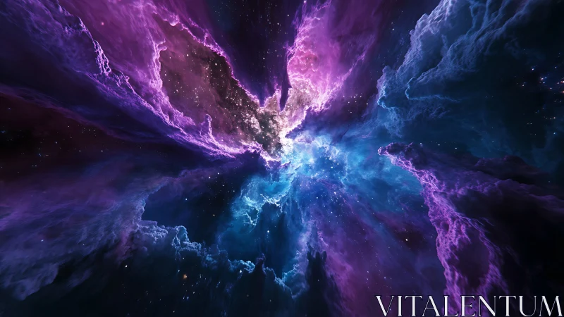 Digital nebula structure radiates outward in radial formation