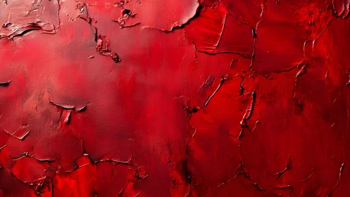 Bold Red Abstract Oil Painting with Thick Textured Strokes.