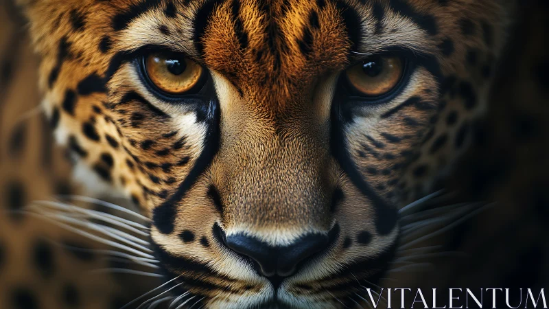 Leopard facial portrait with spotted coat pattern