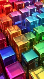 Radiant glassy rainbow blocks stacking up in joyful color.